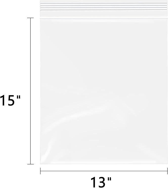 13" x 15"(1000 Count) Large Zip Poly Bags - Clear Plastic Reclosable Storage Zipper Bags 2 Mil for Clothing, T-Shirts, Pants