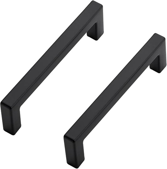Ravinte 15 Pack Solid 3-1/2 Inch Center to Center Slim Square Bar Drawer Handles - Cabinet Hardware in Matte Black - Kitchen Handles and Pulls