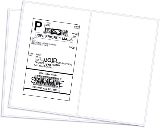 RyhamPaper Shipping Labels with Round Corner, 8.5 x 5.5 Inches Half Sheet Self Adhesive Shipping Address Labels for Laser and Inkjet Printer, 1000 Labels