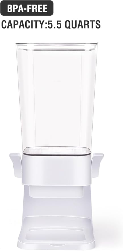 Cereal Dispenser Countertop 2pcs,5.5L Cereal Containers Storage Dispenser for Pantry,Dry Food Storage Rice Containers,Candy Dispenser,Snack Organizer Machine for Grains, Nuts,Oatmeal, Pet Food White