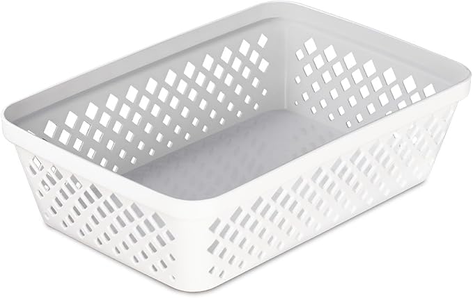 Glad Plastic Storage Basket Set - Multipurpose Drawer Trays, Kitchen Pantry Containers, and Bathroom Bins - 6 Pack Medium Organizers, White