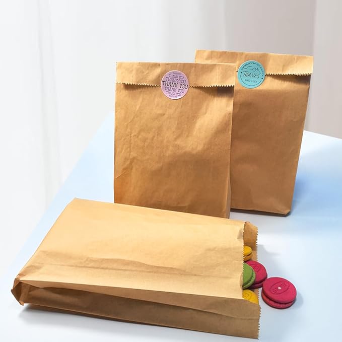 Paper Sandwich Bags 6 x 9.5 x 1.6-inch Parchment Wax Paper Sandwich Lunch Kraft Glassine Bakery Snack Cookies Treats Greaseproof Bags for Lunch Box 50 Pack