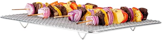 Restaurantware Met Lux 8.5 x 12 Inch Wire Baking Rack 1 Heavy-Duty Oven Wire Rack - Fits Quarter Size Sheet Pan Dishwashable Stainless Steel Cooling Rack Elevated Feet Oven-Ready Up To 575F