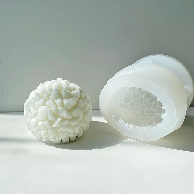 Rock Shape Candle Mold - Spike Ball Silicone Mold for Resin Casting, Clay, and Candle Making - 3D Craft Supplies