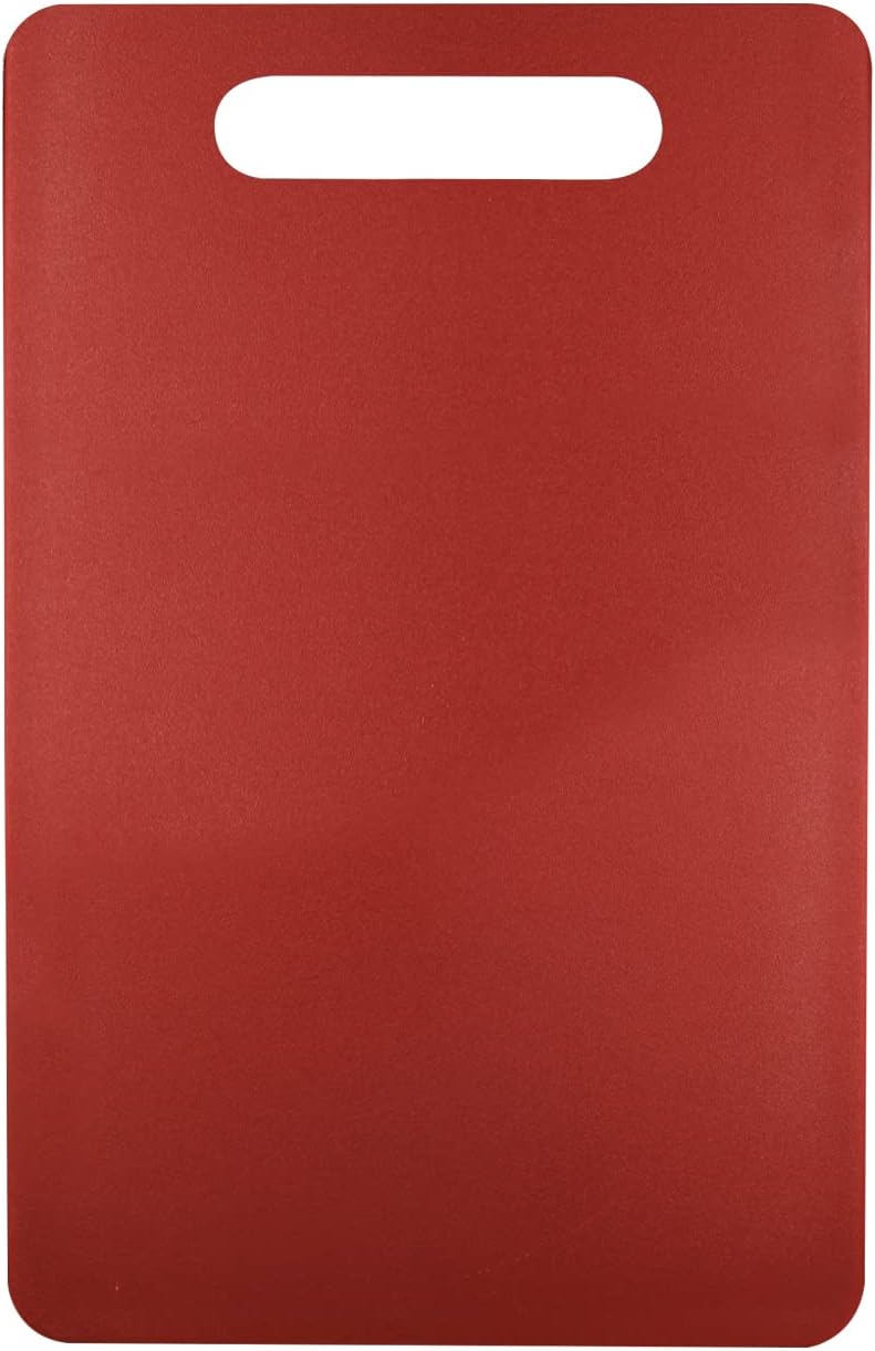 Fotouzy Plastic Utility Cutting Board with Handles, Food Safe PP Material, BPA Free, Dishwasher Safe, Thick Chopping Board, Large Size, Easy Grip Handle, for Kitchen (Red),15.5 x 10"