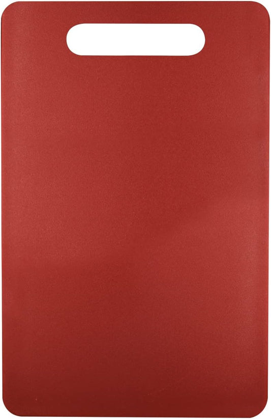 Fotouzy Plastic Utility Cutting Board with Handles, Food Safe PP Material, BPA Free, Dishwasher Safe, Thick Chopping Board, Large Size, Easy Grip Handle, for Kitchen (Red),15.5 x 10"