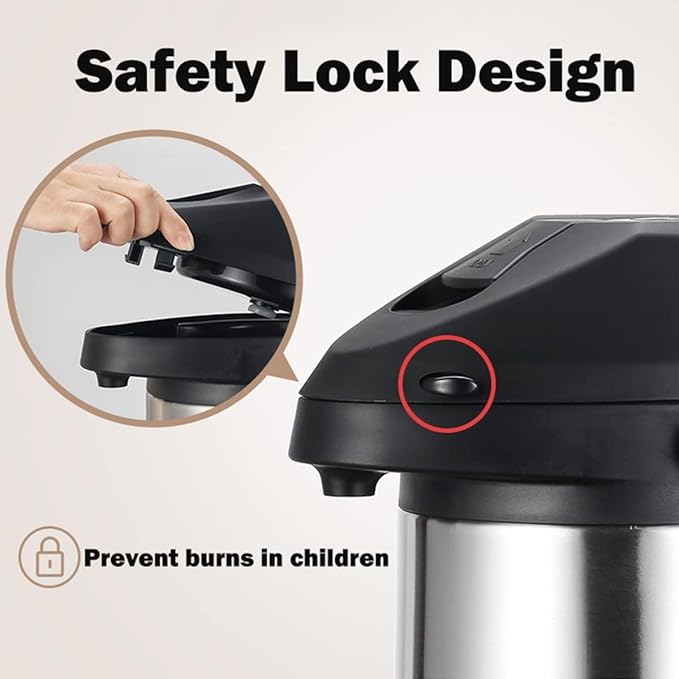 101 Oz & 3L Airpot Thermal Thermos Coffee Dispenser with Pump,Airpot Coffee Carafe Thermal for Keeping Hot Double Walled Insulated Stainless Steel Beverage Dispenser Lever Action for Hot/Cold Water