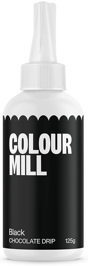 Colour Mill Chocolate Drip Easy-Melt Drizzle for Desserts, 125 Grams Black