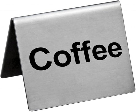 New Star Foodservice Stainless Steel Table Tent Sign (Silver (Coffee), 2-Inch by 2-Inch (Set of 6))