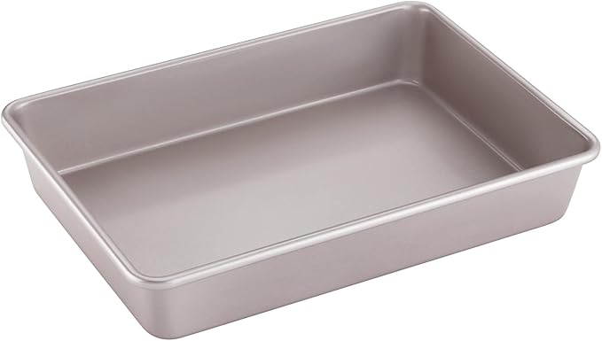 CHEFMADE 13-Inch Rectangle Cake Pan, Non-Stick Loaf Pan Deep Dish Bakeware for Oven Roasting Meat Bread Jelly Roll Battenberg Pizzas Pastries 9.7" x 13.6" X 2.4"(Champagne Gold)