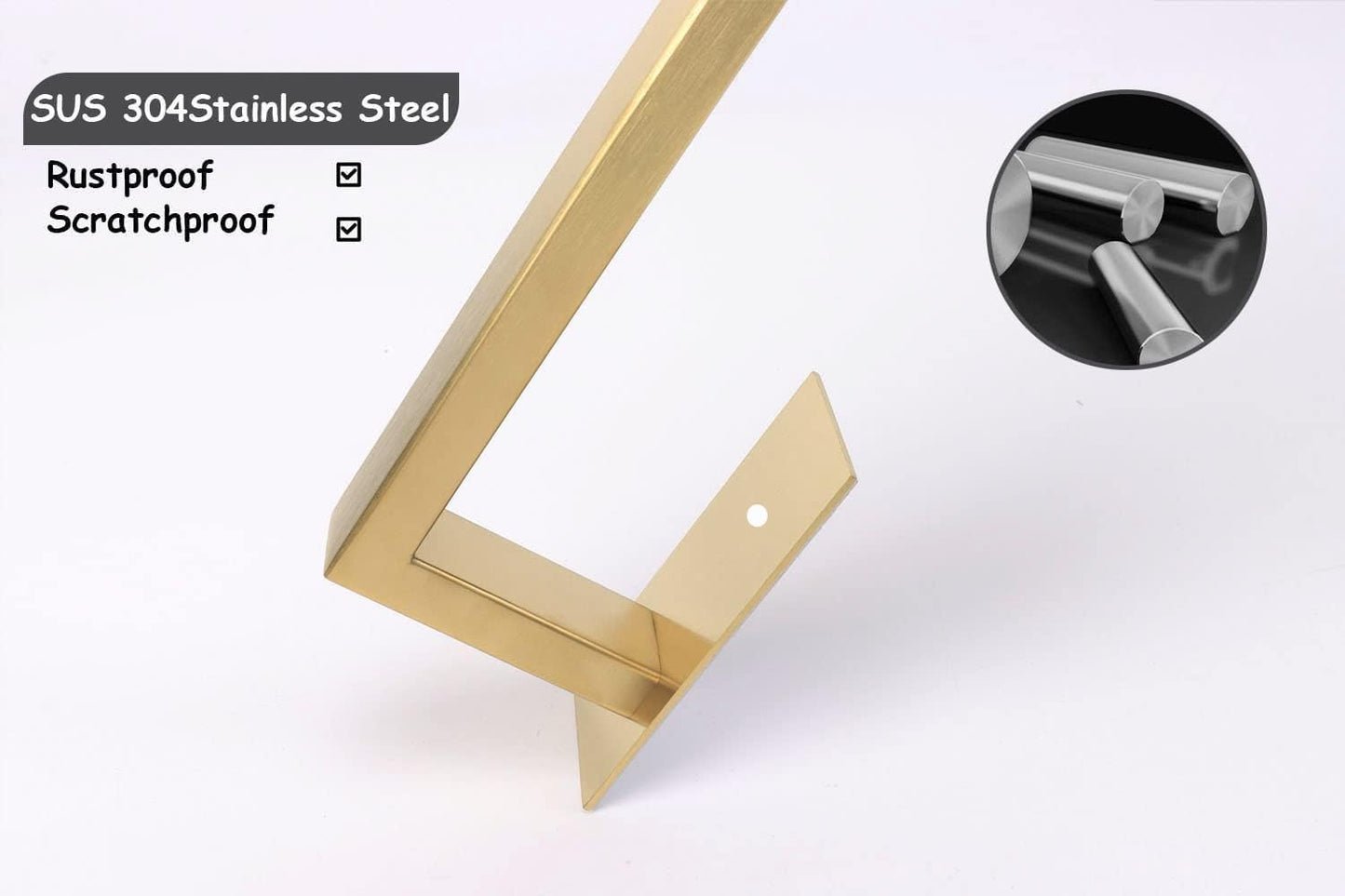 Bathroom Towel Bar Self Adhesive, No Drilling Towel Rack Easy to Install,Hand Towel Holder Made of Premium Stainless Steel Sticky on Hand Towel Hanger for Kitchen, Toilet.(24IN, Gold)