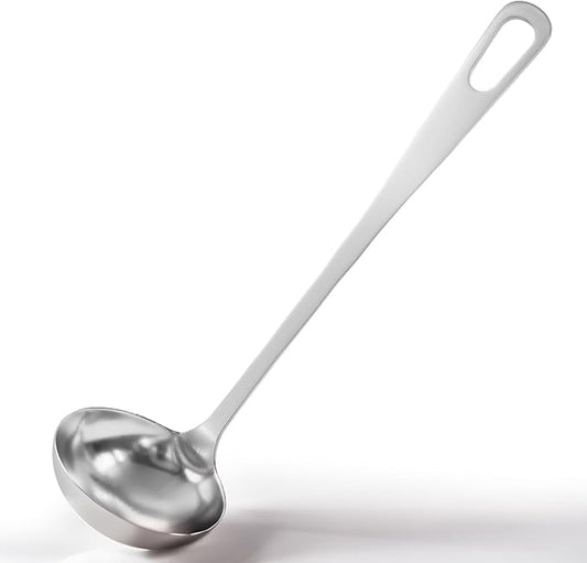 Stainless Steel Soup Ladle Spoon with Comfortable Grip - Cooking and Serving Spoon for Soup, Chili, Gravy, Salad Dressing- Great Cooking Spoon for Kitchen [Rustproof, Heat Resistance, Durable]