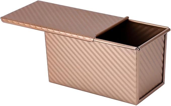 Small Pullman Loaf Pan with Lid, 0.5 lb Dough Capacity, Mini Bakeware Carbon Steel Toast Mold for Baking Bread