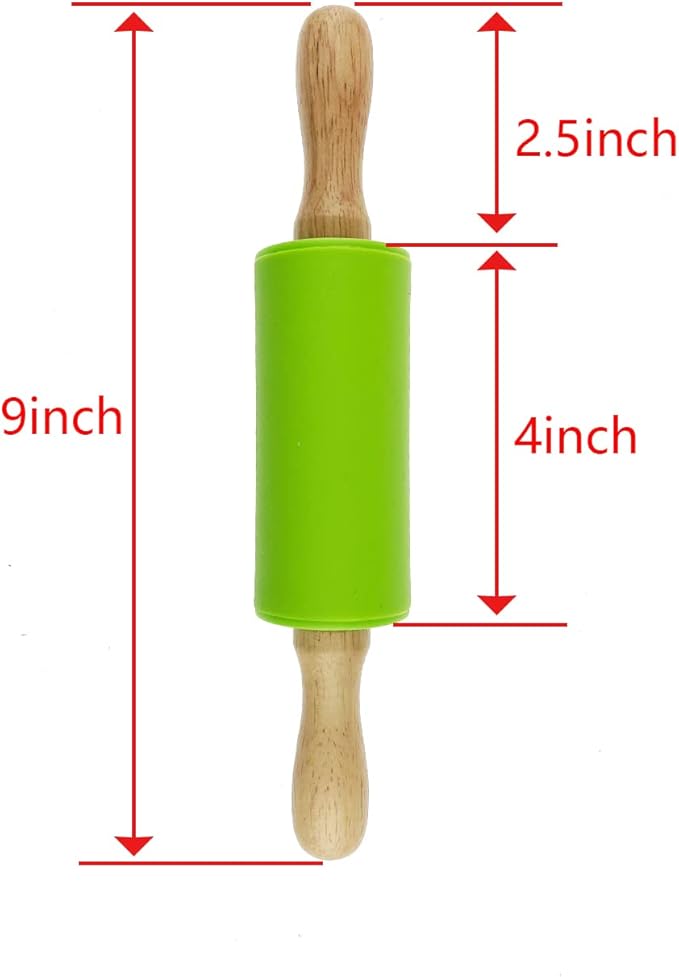6 Pack Small Rolling Pin for Kids, Kids Rolling Pin for Home Kitchen (6 colors) (9 Inch)