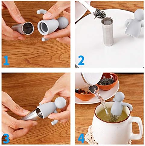 2 Pack Tea Infuser for Loose Tea Extra Fine Mesh Tea Steeper Stainless Steel Tea Strainer with Silicone Handle Cute Tea Ball for Cup Mug, Grey and Yellow