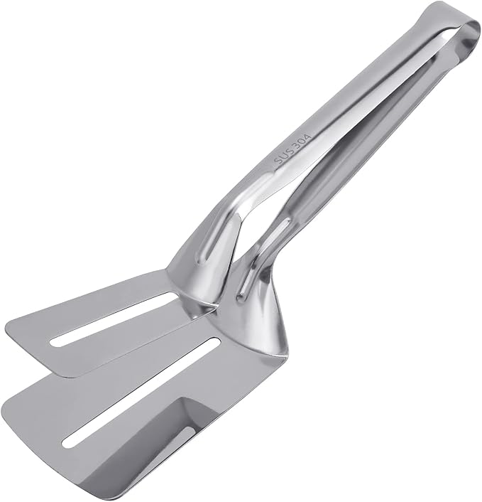 Steak Clamps, 3-in-1 Cooking Tong, Double Sided Spatula, 11 inch Multifunctional Stainless Steel Food Flipping Spatula Tongs Clip for Beefsteak Bread Hamburger BBQ Meats Pizza Pies Bread Fish (1 Pack)