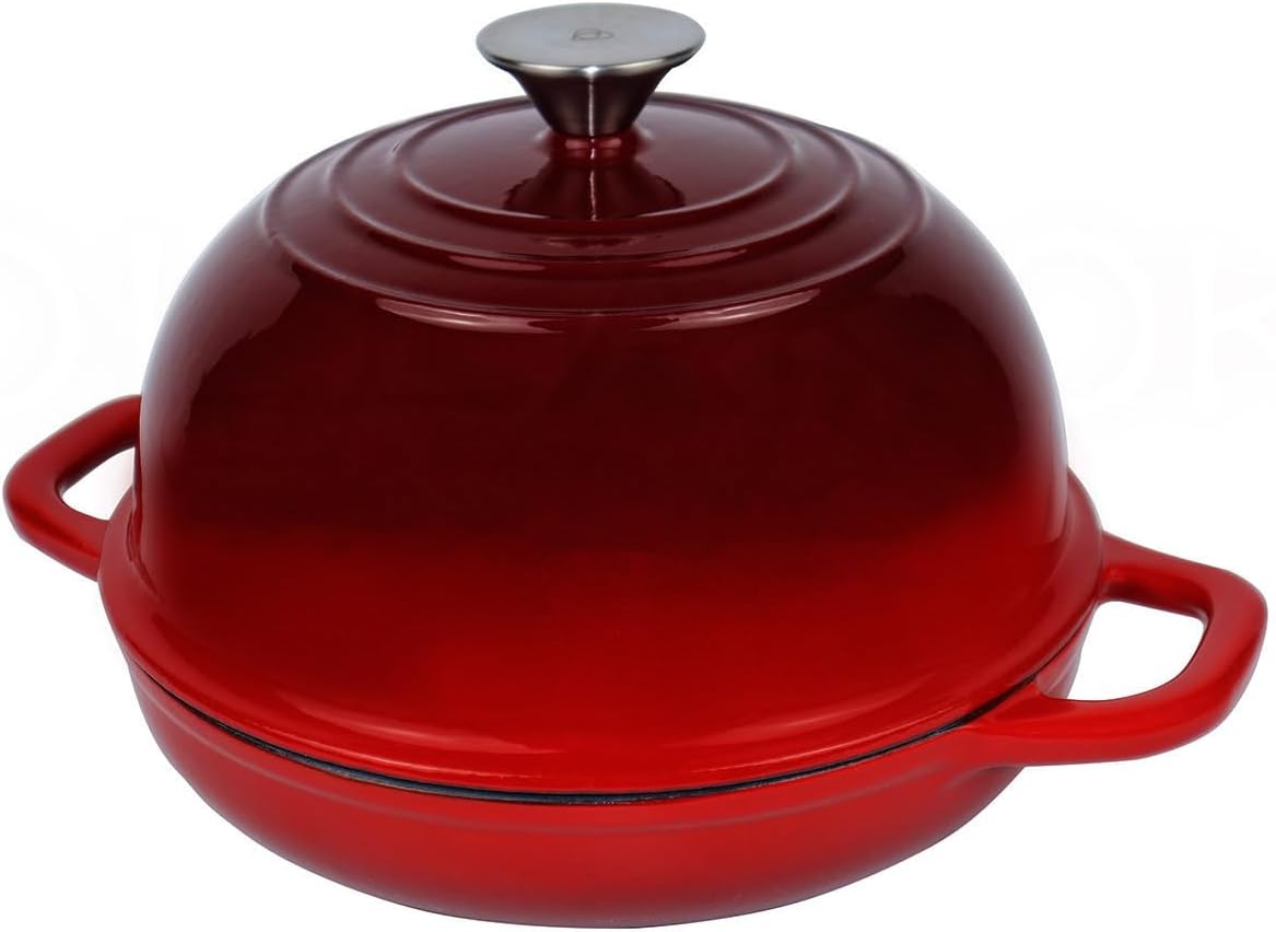 Dutch Oven for Bread Baking Bread Oven for Sourdough Bread Baking, Enameled Cast Iron Dutch Oven Pot with Lid 5 qt Cast Iron Bread Pan, Red