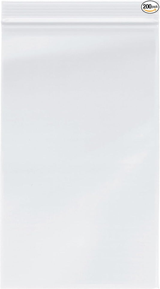 Plymor 6" x 10" (Pack of 200), 4 Mil Heavy Duty Zipper Reclosable Plastic Bags