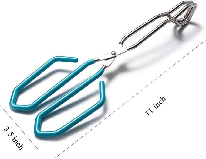 Stainless Steel Scissor Tongs, Heavy Duty, Kitchen Tongs for Food Cooking Barbecue BBQ Grilling and Serving (2pcs Blue)