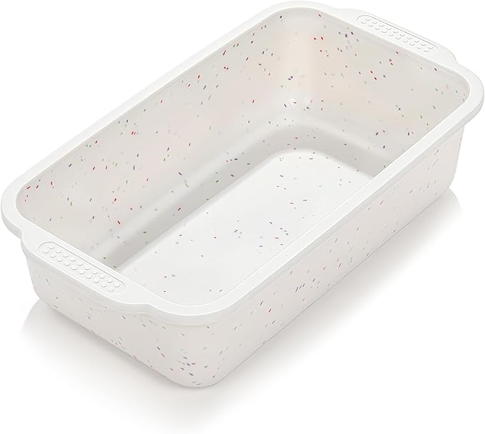 SJ Silicone Bread Loaf Pan with Metal Reinforced Frame, 9.5 x 5 in Non-stick Silicone 1 lb Loaf Pan for Baking, 1 Pack Durable Bread Pan for Oven Dishwasher Safe - Cream