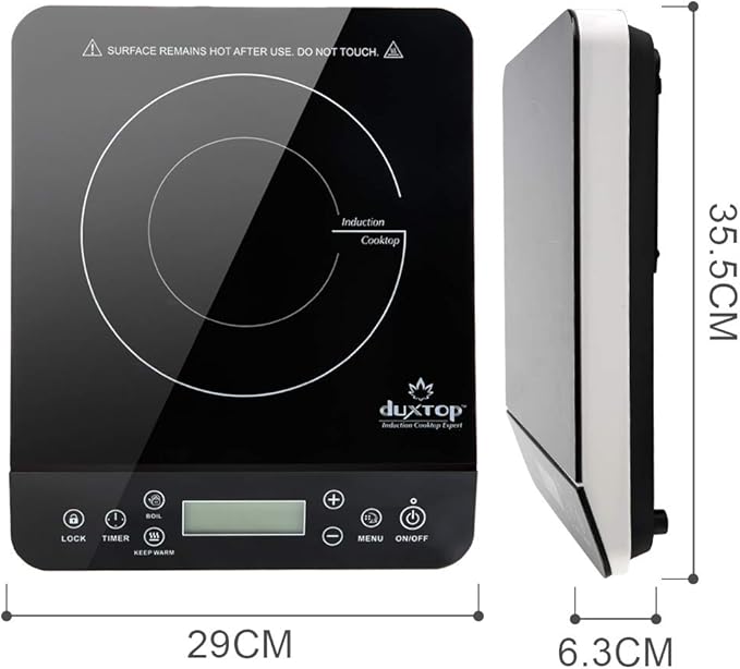Duxtop Portable Induction Cooktop Burner, Induction Hot Plate with LCD Sensor Touch 1800 Watts, Silver 9600LS/BT-200DZ