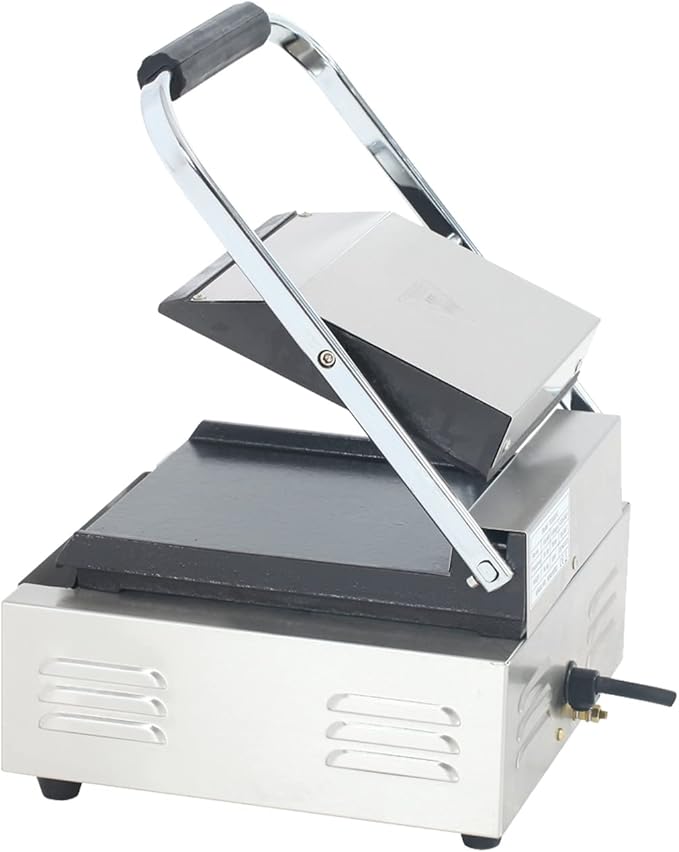 Commercial Panini Press With Grooved Grill Sandwich Maker Machine Electric Contact Grill Single (Single Smooth Top&Bottom)