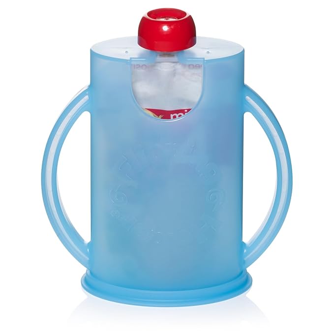Squeeze Proof Food Pouch Holder for Toddlers, Babies, Kids, Mess Free No Squeeze Juice Box Drink and Applesauce Snack Holder with Easy Grip Handles and Lid