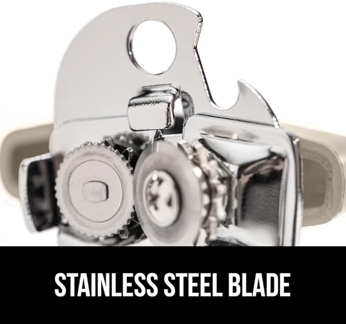 GORILLA GRIP Heavy Duty Stainless Steel Smooth Edge Manual Can Opener and Bottle Openers, Soft Comfortable Handle, Oversized Handheld Turn Knob, US Designed Multifunctional Kitchen Tool, Almond