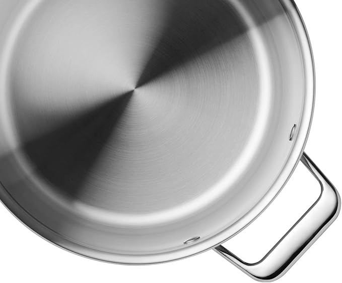 Misen 5-Ply Stainless Steel Stockpot – Large Cooking Pot for Boiling, Simmering & Stewing - Consistent, Even Heating - Durable, Dishwasher Safe – Oven-Safe to 800F, Induction Ready - 8 QT