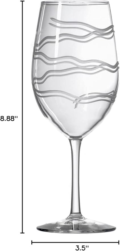 Rolf Glass Good Vibrations All Purpose Wine Glass | Set of 4 Large 18oz Wine Glasses | Lead-Free and Diamond-Wheel Engraved | Proudly Made in the USA | Spiral Etched Glass