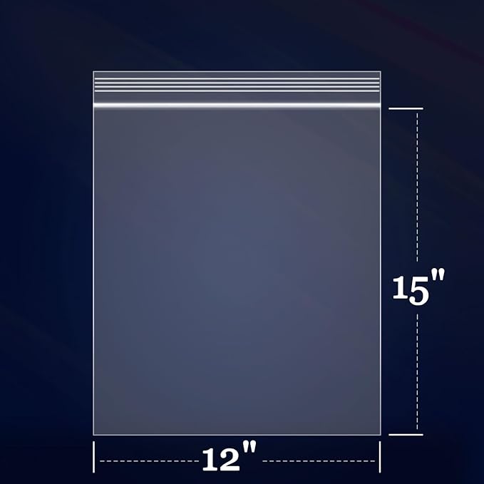 iMailer - 1000 Count - 12" x 15" Large Zip Bags - 2 Mil Reclosable Zip Plastic Poly Bags with Lock Seal Zipper for Storage, Clothing, T-Shirts, Pants