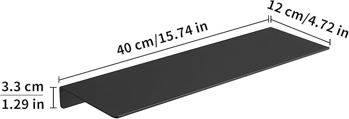 JOOM Metal Wall Shelf, Black Floating Shelf, Small Bathroom Shelf, 16" Display Shelves for Wall Storage (Black, 16 in)