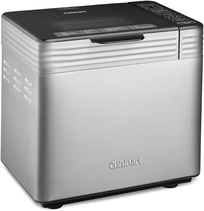 Cuisinart Convection Bread Maker Machine-16 Menu Options, 3 Loaf Sizes up to 2lbs, 3 Crust Colors-Includes Measuring Cup + Spoon & Kneading Hook, CBK-210, 12.25" x 8.85" x 13", Stainless Steel