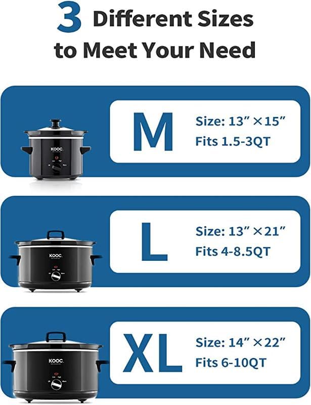 KOOC Slow Cooker Liners 14"x22" 10 Count Extra Large Size Disposable Pot Liners Christmas Cooking Bags Fit 6 qt to 10 qt Pot BPA Free Fresh Locking Seal Design