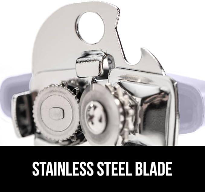 GORILLA GRIP Heavy Duty Stainless Steel Smooth Edge Manual Can Opener and Bottle Openers, Soft Comfortable Handle, Oversized Handheld Turn Knob, US Designed Multifunctional Kitchen Tool, Lavender
