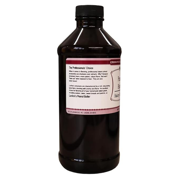 Lorann Oils Peanut Butter Bakery Emulsion: Realistic Peanut Butter Flavor Without Nuts, Perfect for Elevating Peanut Butter notes in Baked Goods, Gluten-Free, Keto-Friendly, 16 Oz