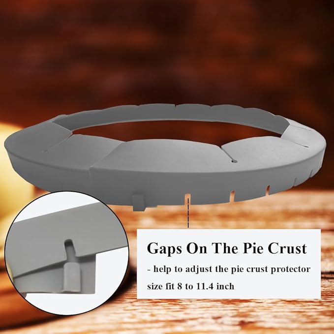 Silicone Pie Crust Shields, Adjustable Baking Pie Crust Shield Protector Cover for Edges, Baking Protectors Cover Ring Fits 8-11.4 Inch (Grey-1pcs)