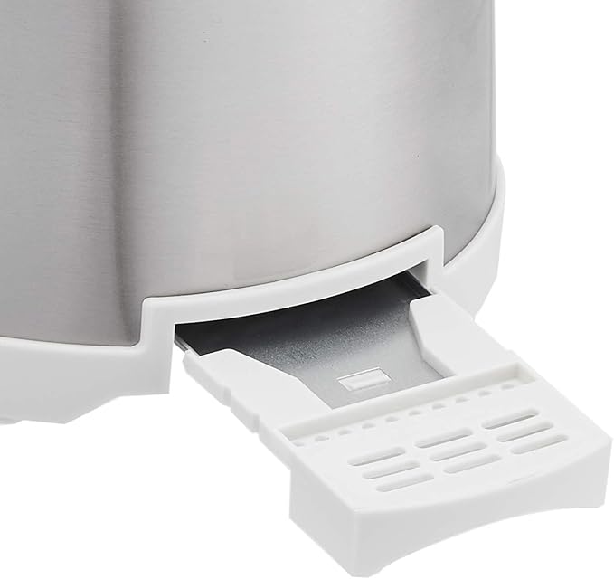 Amazon Basics 2 Slice Cool Touch Stainless Steel Toaster with 7 Browning Settings, Extra Wide Slots (for Bagels, Waffles, Specialty Breads), Removable Crumb Tray, Cancel Button, 800W, Brushed Silver