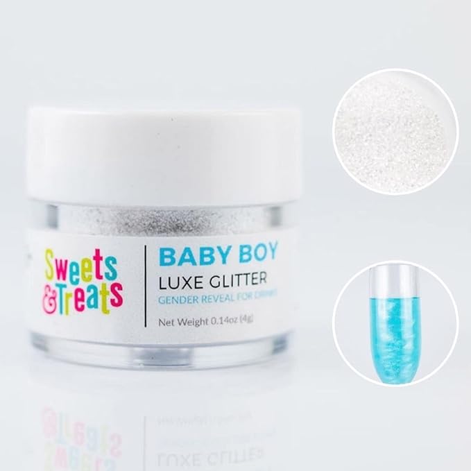 Sweets & Treats Boutique Gender Reveal Decorations Edible Glitter for Drinks, Magical Ideas, Surprise Boy or Girl Sprinkles as Drink Brew Glitter, Baby - Blue