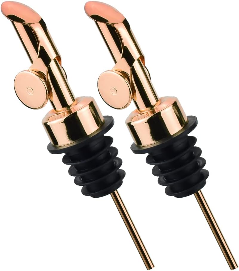 MEETSWEET Olive oil dispenser spout, pour spouts，304stainless steel automatic opening and closing spout, leak-proof, for olive oil, vinegar, wine and other liquid bottles (304rose) 2pcs