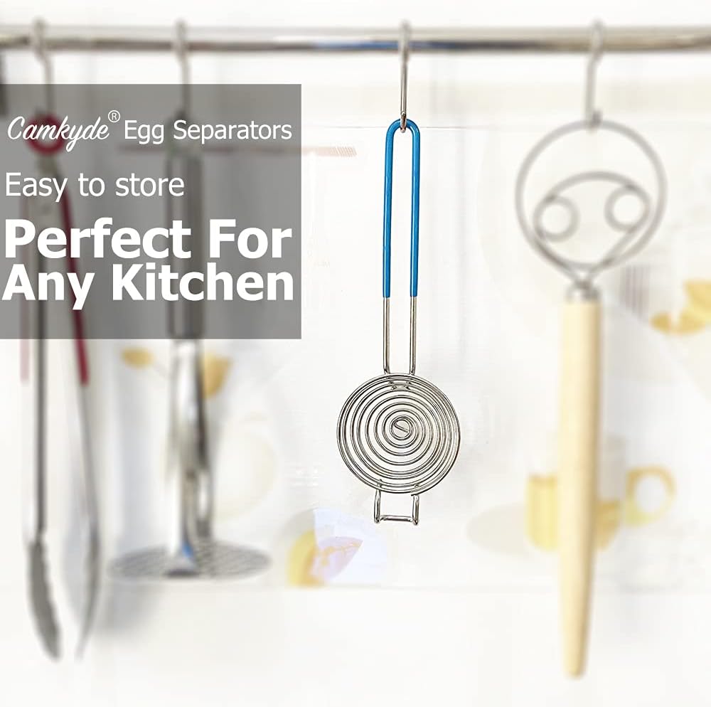 CAMKYDE Egg Separator Food Grade Stainless Steel Egg Yolk White Separation Tool (Blue)