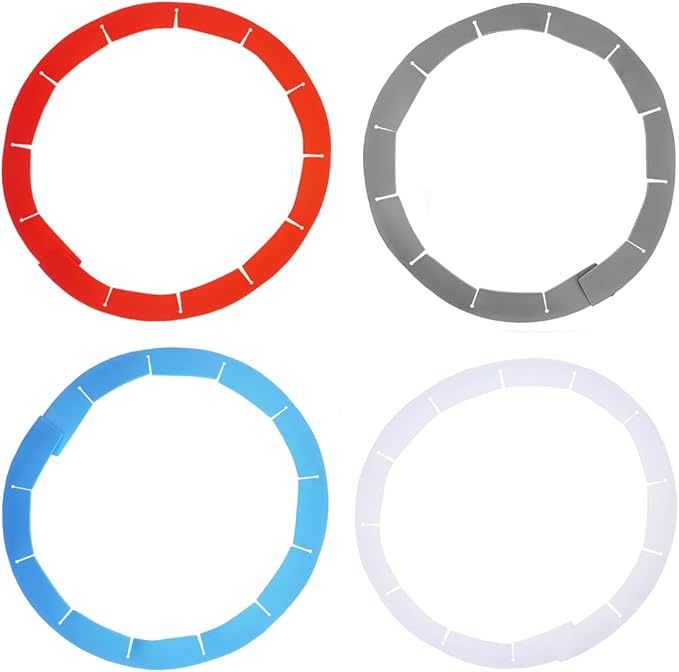 Adjustable Pie Crust Shields, Silicone Baking Protectors, Cover Ring Tools Fits 8-11.4 Inch Pies, Baking Pie Pizza Crust Shield Protector Cover for Edges ﻿ (Red+Blue+Transparent+Grey)