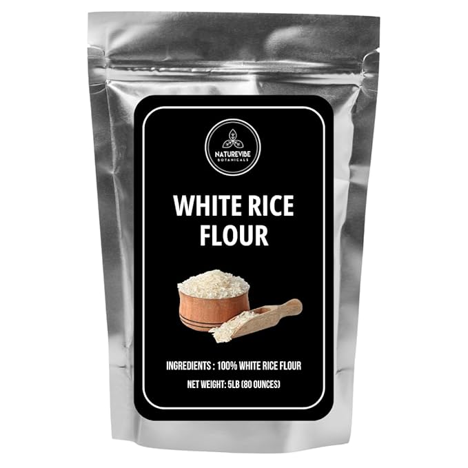 Naturevibe Botanicals White Rice Flour 5lb Premium Quality | Used for Baking and as Thickener