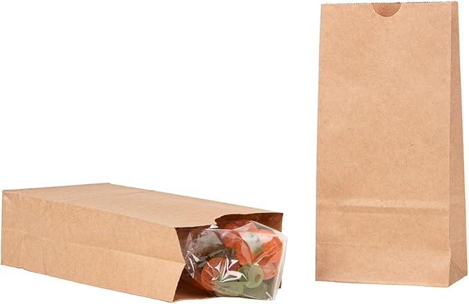 Restaurantware Bag Tek 2 LB Disposable Lunch Bags 100 Sturdy Take Out Bags - Flat Bottom Great For Restaurants Cafes And Bakeries Brown Kraft Popcorn Bags