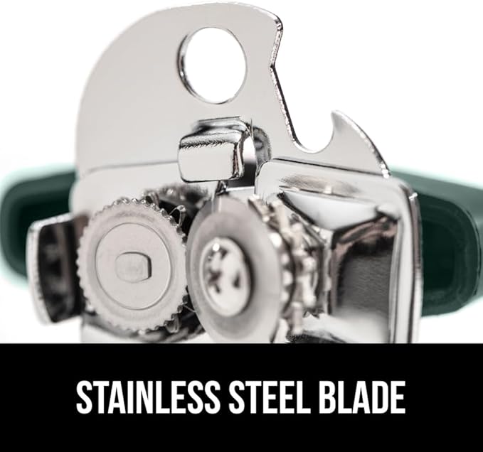 GORILLA GRIP Heavy Duty Stainless Steel Smooth Edge Manual Can Opener and Bottle Openers, Soft Comfortable Handle, Oversized Handheld Turn Knob, US Designed Multifunctional Kitchen Tool, Hunter Green
