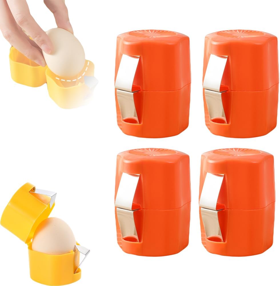 2026 New Egg opener, Egg Shell Separator for Raw Eggs Gadgets Cracker Tool, Upgrade Stainless Steel Egg Cutter Egg Cracker Tool Multifunctional Egg Cutter Multipack (4, Orange)