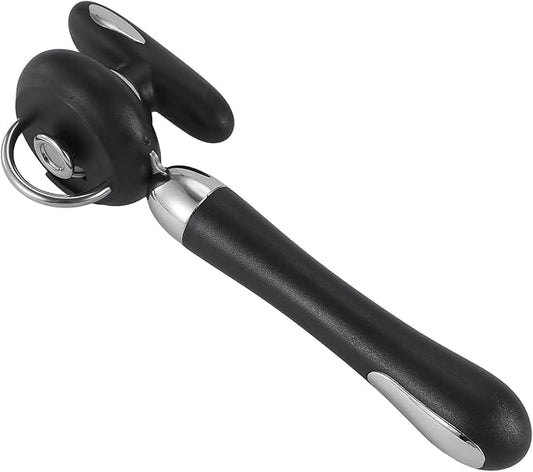 Can Opener Manual Tin Opener Stainless Steel Heavy Duty, Oversized Hand-held Easy Rotary Knob, Safe Cut Manual Can Opener with Non-Slip Handle, Smoother Cut Sharp Blade for Seniors Kitchen Tool, Black