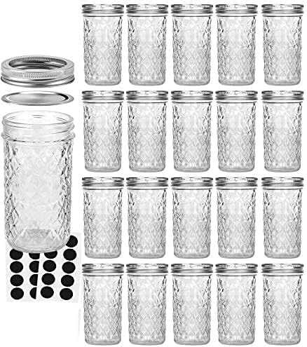 VERONES Mason Jars 12 OZ, Canning Jars Jelly Jars With Regular Lids, Ideal for Jam, Honey, Wedding Favors, Shower Favors, 20 PACK