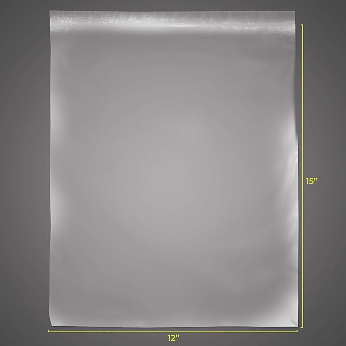 SNL Quality Zipper Lock Extra Large Jumbo Reclosable Clear Disposable Plastic Bags, Strong | 12" X 15" - 2 MIL - 100 Bags