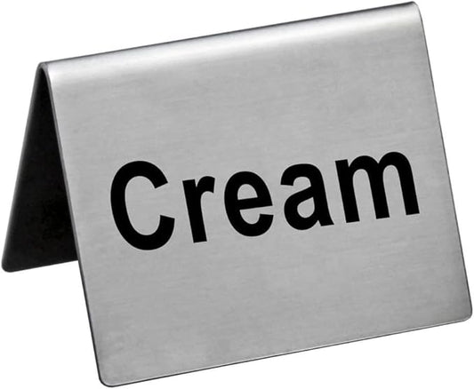 New Star Foodservice Stainless Steel Table Tent Sign (Silver (Cream), 2-Inch by 2-Inch (Set of 2))